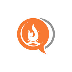 Bubble Chat Camp Fire Flame Button Symbol