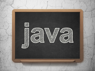 Database concept: Java on chalkboard background
