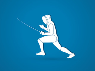Fencing pose graphic vector