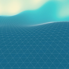 Abstract Landscape Background. Mosaic. 3D Wireframe Terrain. Vector Illustration. 