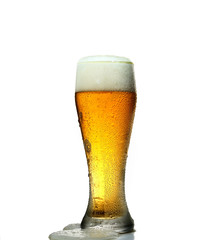 glass of beer on a white background