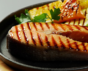 salmon steak with