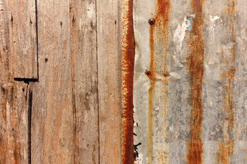 Rusty metal and old wood texture