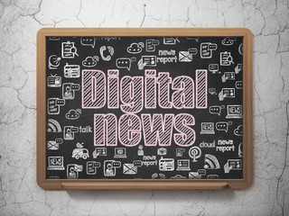 News concept: Digital News on School board background