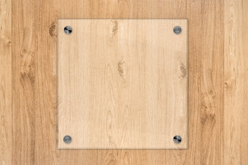 glass board on wooden background