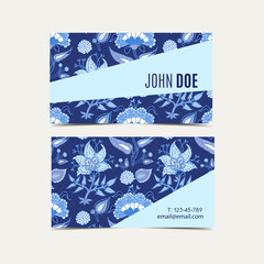 Business cards With vintage floral background.