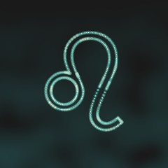 Lion astrology sign. Neon shine disco particles astrological symbol. 3D rendering