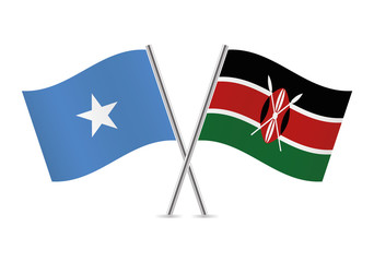 Somalia and Kenyan flags. Vector illustration.