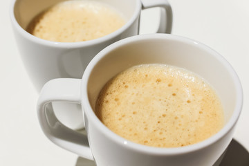 hot coffee in white cup