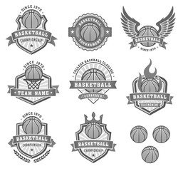Vector Basketball Grayscale Logos 2