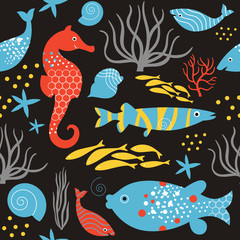 Seamless Pattern Sea Life