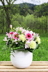Big bouquet with carnations and gerberas