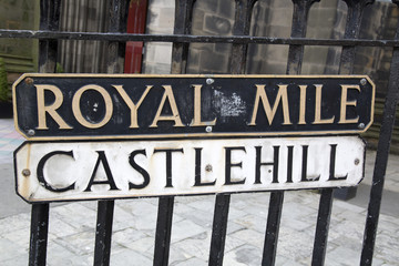 Castlehill and the Royal Mile Street Signs, Edinburgh