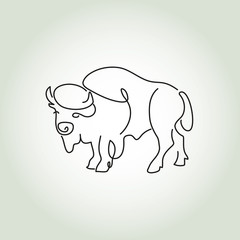 Bison in minimal line style vector