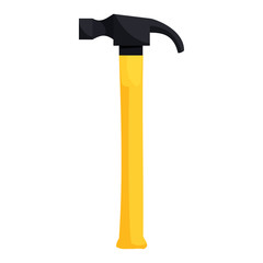 Hammer with yellow handle icon, cartoon style