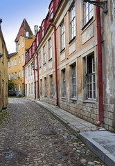 Fototapeta na wymiar Old houses on the Old city streets. Tallinn. Estonia