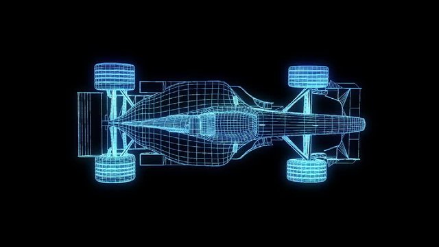 Sports Racing Car Wireframe Hologram
