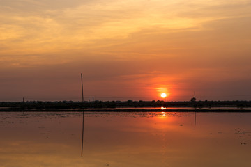 Naklejka premium color of sunset background at salt pan