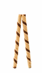 wafer rolls with chocolate isolated