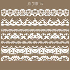 Lace borders isolated on brown background