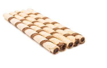 wafer rolls with chocolate isolated