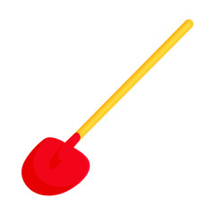 Red shovel icon in cartoon style