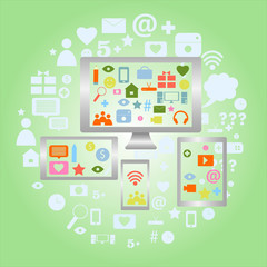 Social media background. Network icons.