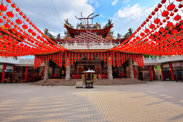 Red lanterns decorations at Thean Hou Temple in Kuala Lumpur, Malaysia