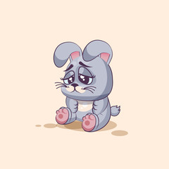 isolated Emoji character cartoon Gray leveret sad and frustrated sticker emoticon