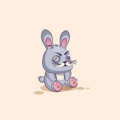 isolated Emoji character cartoon Gray leveret squints and looks suspiciously sticker emoticon
