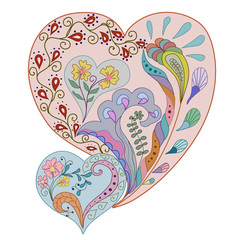 Heart floral design, Hand-Drawn Illustration