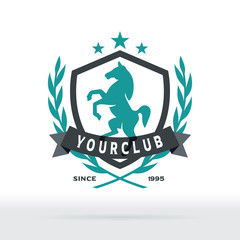 Horse Crest with wreath and star Badge for company identity