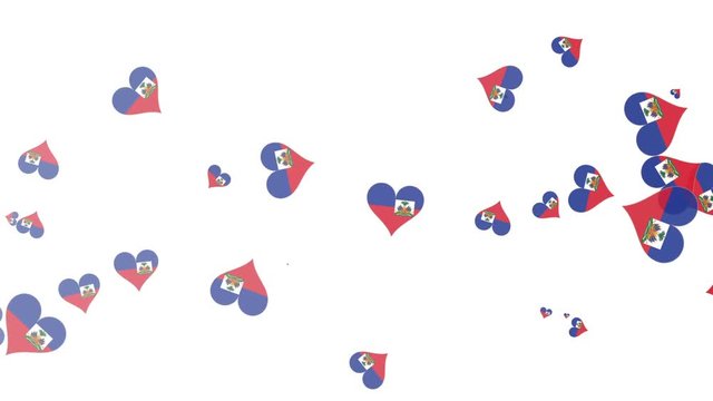 Isolated moving Haiti heart flag particles on white background. Flags of Haiti. Haiti national flags.