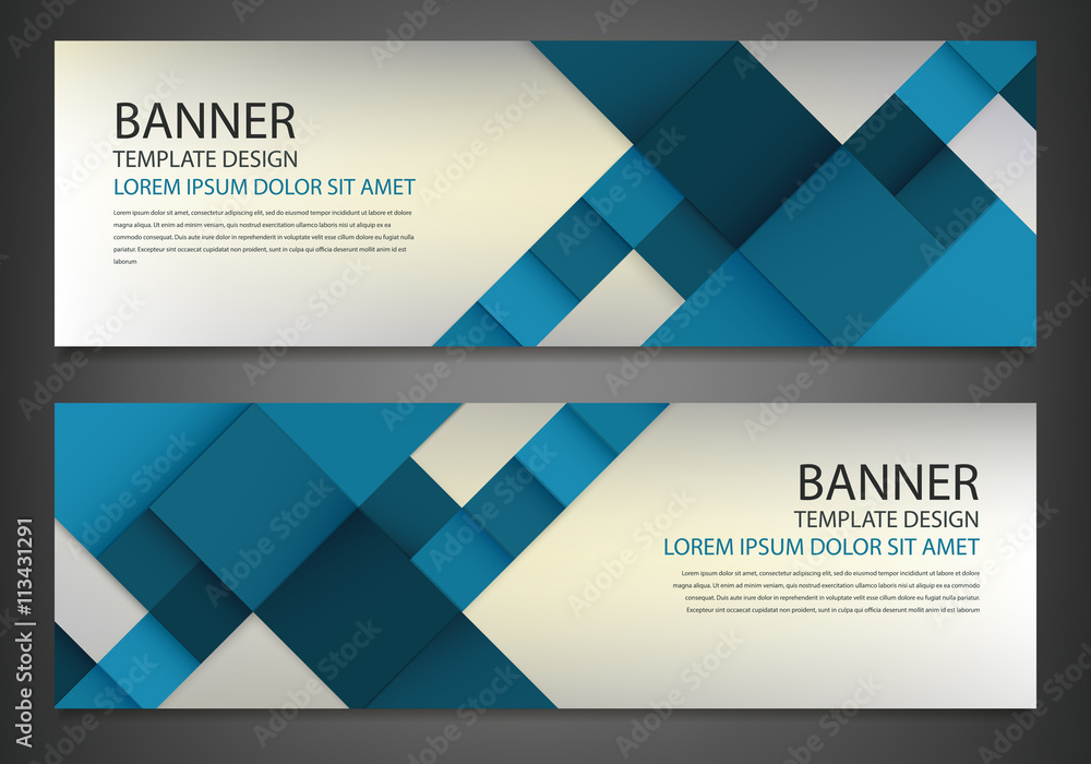 Wall mural two banners with colorful squares. business design template. website template. horizontal banners se