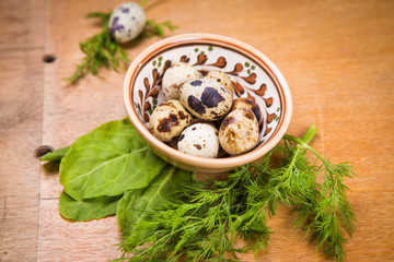 quail eggs in dish