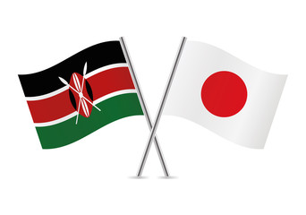 Kenyan and Japanese flags. Vector illustration.