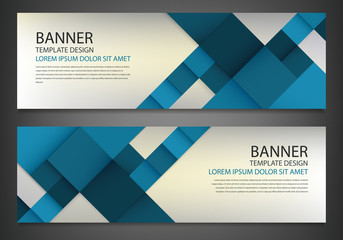 Fototapeta premium Two banners with colorful squares. Business design template. Website template. Horizontal banners set. Vector