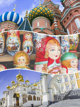 Collage of Moscow (Russia) images - travel background (my photos