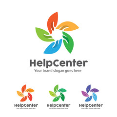 Team Help Logo, Hand in the the circle order, Hand Flower Vector