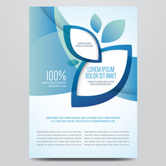Brochure, poster, magazine cover, eco flyer vector template. Modern blue corporate design.