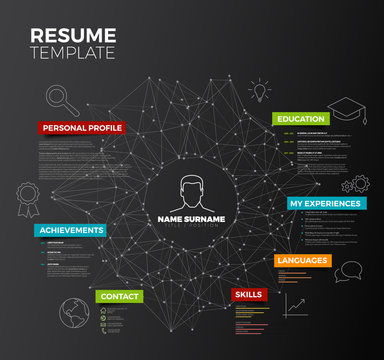 Vector dark original minimalist cv / resume template