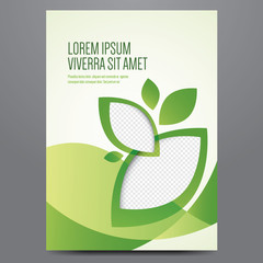 Brochure, poster, annual report, magazine cover, eco flyer vector template. Modern green corporate design.