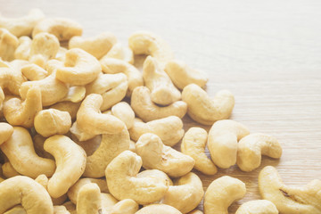 Cashew nuts closeup side-view