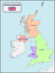 Political Map of UK with Names