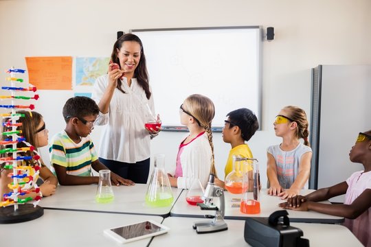 A teacher teaching a science lesson