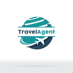 Jet Aircraft with Globe symbol for Travel Agency, Tour company, Air Ticket Agency.
