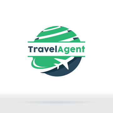 Jet Aircraft with Globe symbol for Travel Agency, Tour company, Air Ticket Agency.