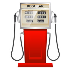 red petrol station with counter in USA