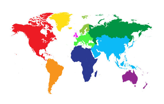 world map flat colored vector