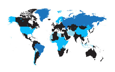 Fototapeta na wymiar world map blue and black
